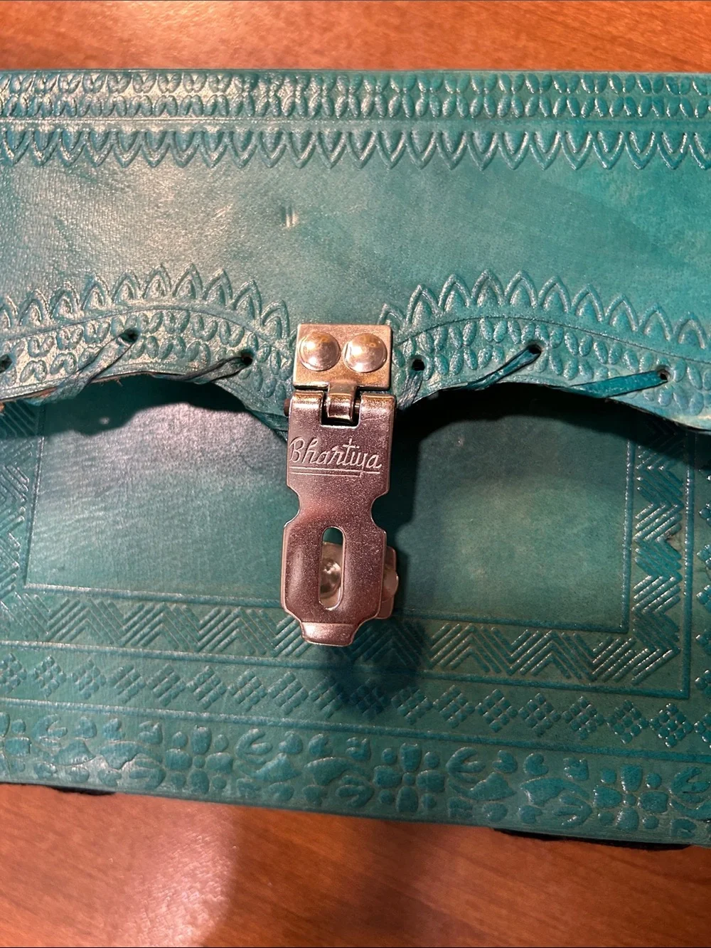 Handcrafted Teal Leather diary with lock